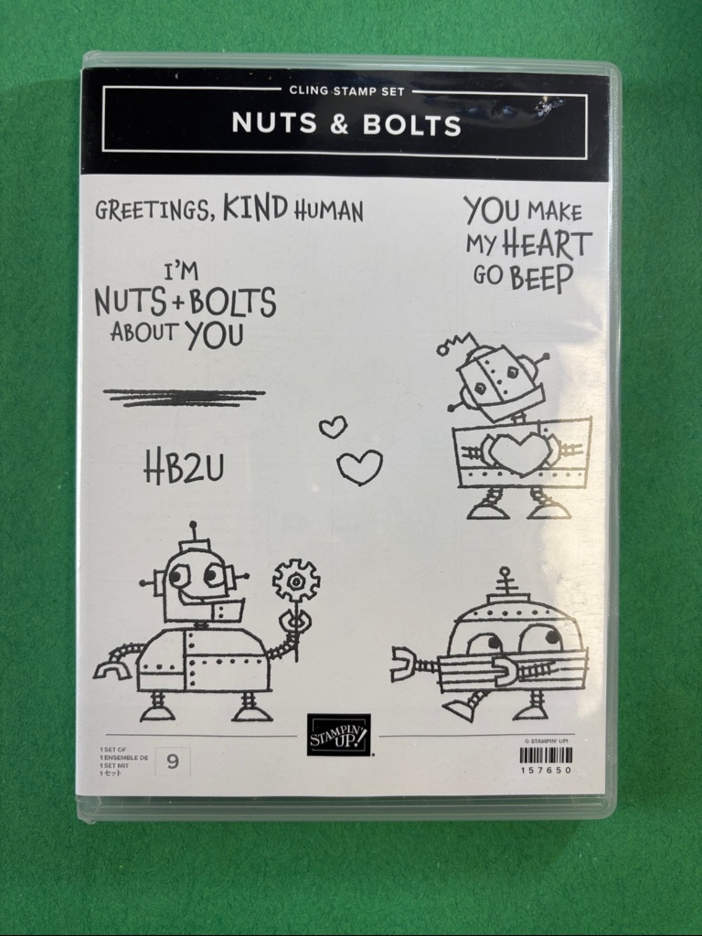 Stampin' Up! Nuts & Bolts Robot Cling Stamp Set - Black
